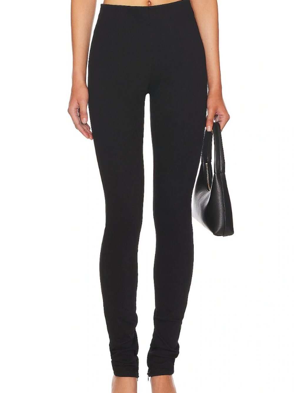 Good American Sculpt Pull-On Skinny Jeans Black XS Zip Split Hem